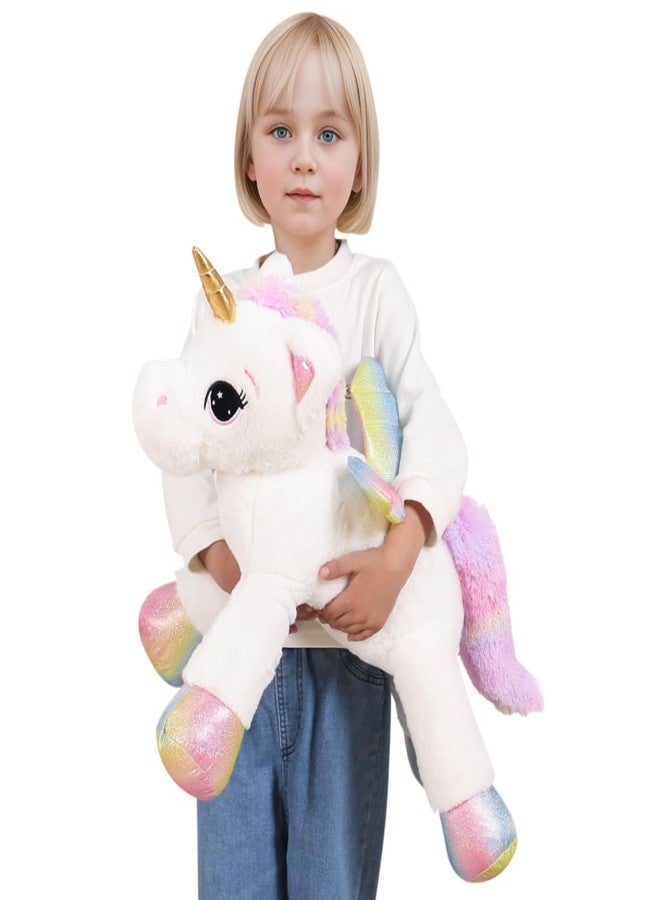FFxiong 24 Inch Big Unicorn Stuffed Animal Plush Toy Pillow, Cute Soft Giant Unicorn with Rainbow Wings Large Doll, Gift for Children Girls Boys Kids Valentine Birthday Christmas - Image 1